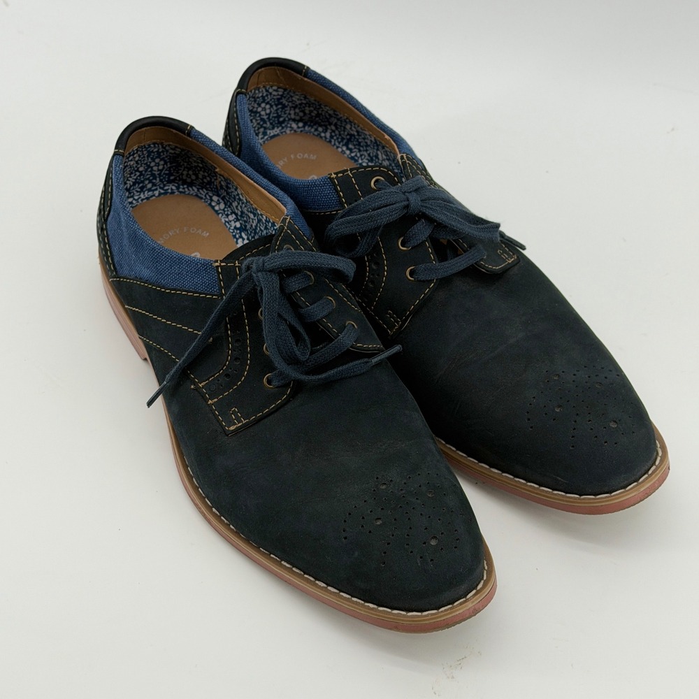 Stacy Adams Mens 25352-410 Navy Blue Suede Leather Textile Oxford Shoes Size 8 M